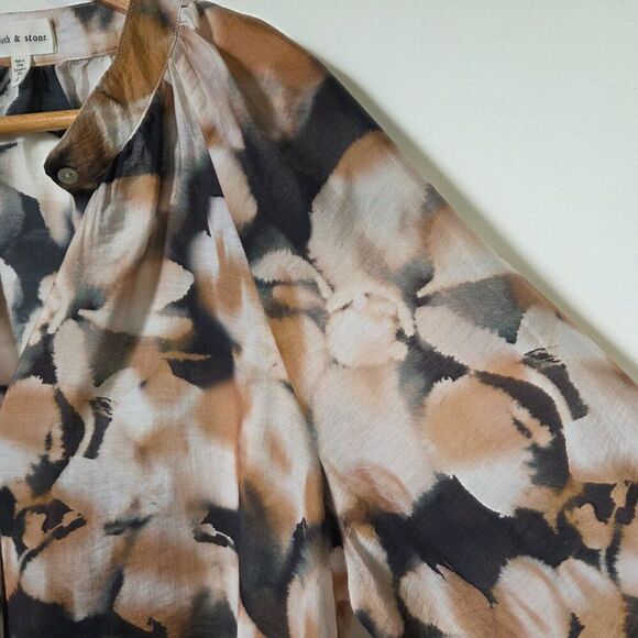 NWOT CLOTH AND STONE PRINTED CHINESE COLLAR BUTTON DOWN TOP SIZE L - Picture 10 of 16